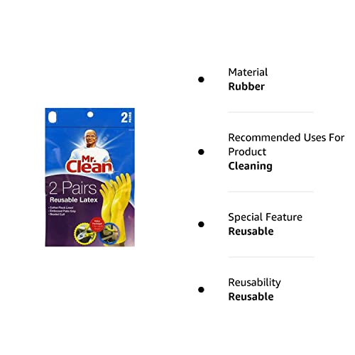 Mr. Clean Large Reusable Latex Gloves, 2 Color, 2 Pairs