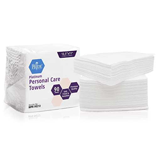 MED PRIDE Platinum Personal Care Towels [90 Pack]- Ultra Soft Dry Wipes- Disposable & Unscented for Baby Or Senior Care & Adults - Sanitary for Hand, Face, Body Or Incontinence- 12.5''x11''