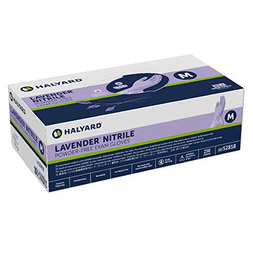 HALYARD LAVENDER NITRILE Exam Gloves, Powder-Free, Non-Sterile, 3.1 mil, 9.5", Lavender, Medium, 52818 (Box of 250)