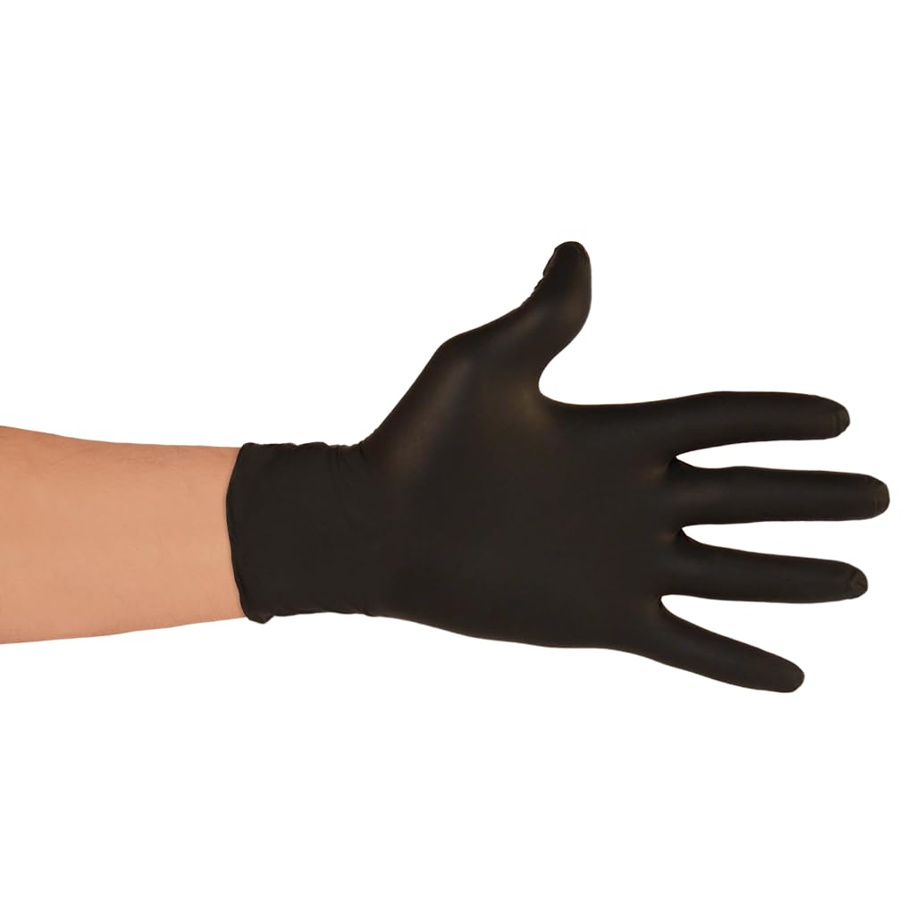 Med Express Nitrile Exam Gloves Black | 5 Mil Thick Nitrile Gloves | Latex-Free, Powder Free | Textured | Heavy Duty Black Nitrile Gloves XL 10 Pack