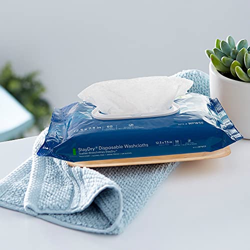 McKesson StayDry Disposable Wipe 12 Pack, 600 Washcloths - Large Adult Body and Incontinence Washcloths with Aloe and Vitamin E, Alcohol-Free, 50 Wipes Per Pack