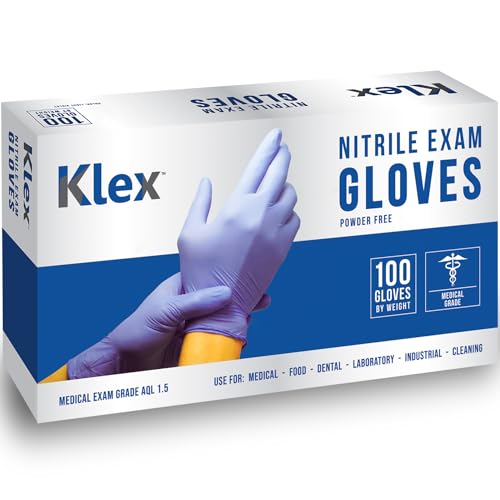 Klex Nitrile Exam Gloves - Medical Grade, Powder Free, Rubber Latex Free, Disposable Examination Grade Glove, Strong 3.5mil, Food Safe, Lavender M Medium, 10 Box of 100, 1000 Count