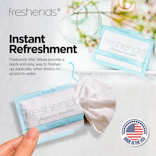 Freshends Luxurious Towelette Bundle for Hotels, Airbnbs, Clubs, Restaurants, Bars, and Weddings - Equate Fresh Scent Flushable Wet Wipes for Adults - 300-Pack, Blue