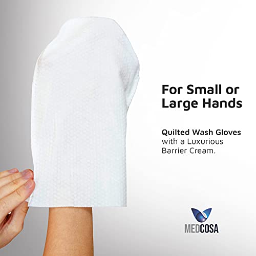 Medcosa Adult Washcloths - Unique Disposable Body Wipes Shaped Like a Glove - Unscented, Premoistened Wet Wipes - Pack of 10 Wash Cloths