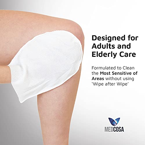 Medcosa Adult Washcloths - Unique Disposable Body Wipes Shaped Like a Glove - Unscented, Premoistened Wet Wipes - Pack of 10 Wash Cloths