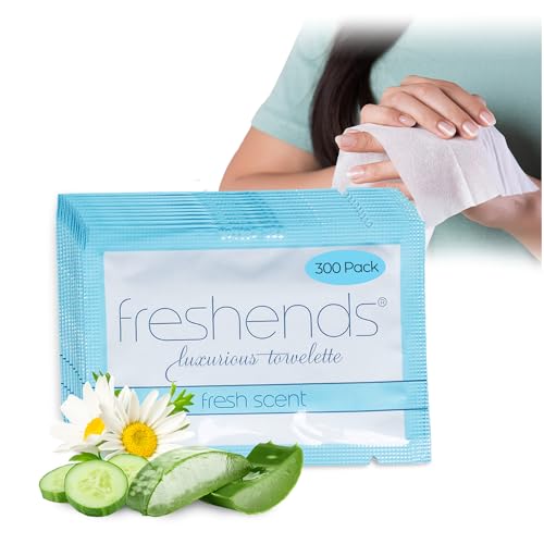 Freshends Luxurious Towelette Bundle for Hotels, Airbnbs, Clubs, Restaurants, Bars, and Weddings - Equate Fresh Scent Flushable Wet Wipes for Adults - 300-Pack, Blue