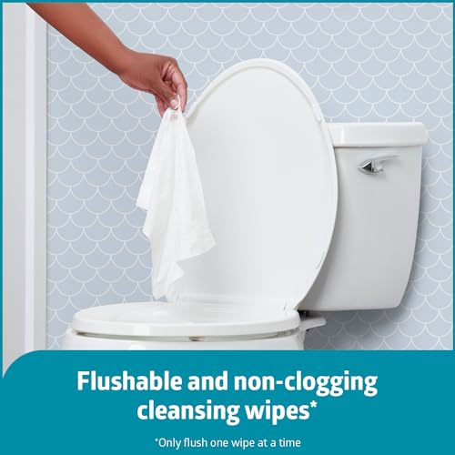 Medline ReadyFlush Large Adult-Sized 8x12 Personal Cleansing Cloths - Tub of 60 Flushable Wipes