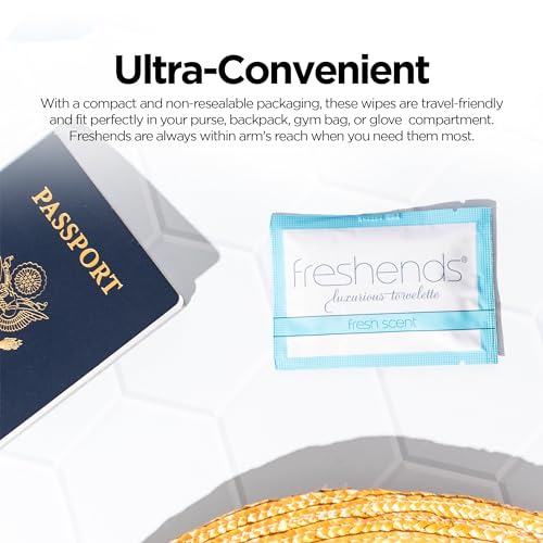 Freshends Luxurious Towelette Bundle for Hotels, Airbnbs, Clubs, Restaurants, Bars, and Weddings - Equate Fresh Scent Flushable Wet Wipes for Adults - 300-Pack, Blue