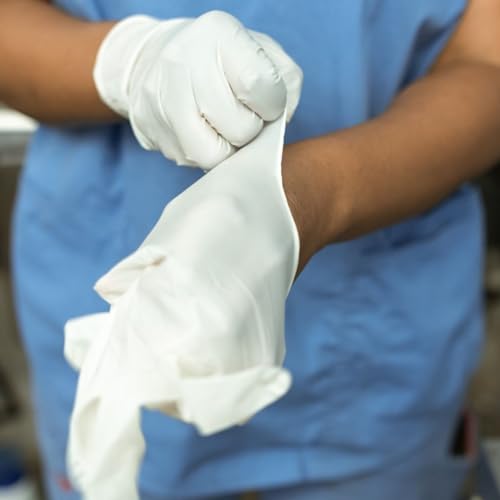 Shamrock Examination Latex Gloves - Disposable, Fully Textured and Rubber Glove for Medical, Food Handling, Powder-Free, Sterile, Large, 5 mil Thick 10113