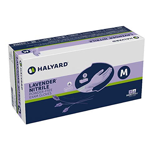 HALYARD LAVENDER NITRILE Exam Gloves, Powder-Free, Non-Sterile, 3.1 mil, 9.5", Lavender, Medium, 52818 (Box of 250)