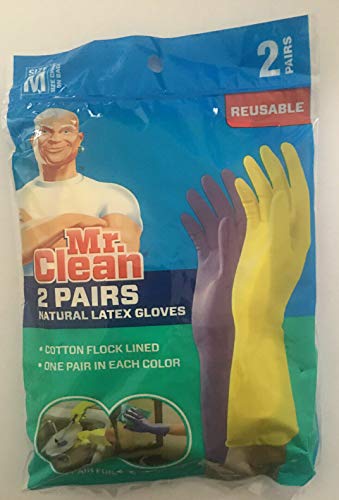 Mr. Clean Mr. Clean Medium Reusable Latex Gloves, 2 Color, 2 Piar, 2 Count