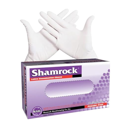 Shamrock Examination Latex Gloves - Disposable, Fully Textured and Rubber Glove for Medical, Food Handling, Powder-Free, Sterile, Large, 5 mil Thick 10113