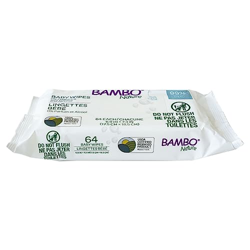 Bambo Nature USDA Certified Biobased Baby Wipes 64 Count