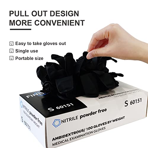 FINITEX - Black Nitrile Disposable Gloves, Exam Gloves, Powder-free, Latex-free, 3mil, 1000PCS (X-Large)