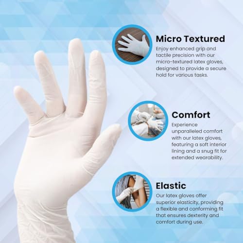 Shamrock Examination Latex Gloves - Disposable, Fully Textured and Rubber Glove for Medical, Food Handling, Powder-Free, Sterile, Large, 5 mil Thick 10113