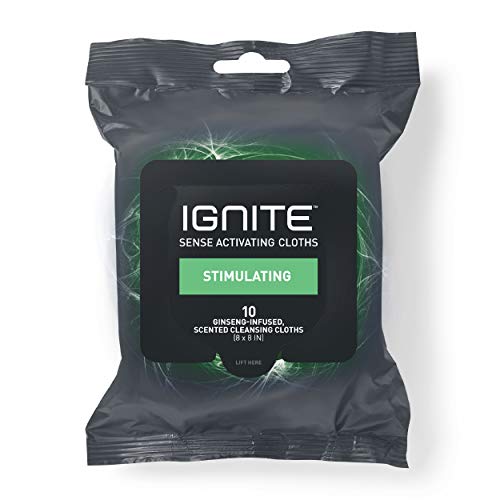 Medline Ignite Mens Body Wet Wipes, Extra Thick 8" x 8" Shower Wipes, Stimulating Scent, 10 Count