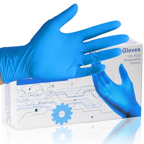 PEIPU Nitrile Exam Gloves Disposable Gloves，（Large,100 Pack Powder Free, Cleaning Service Gloves, Latex Free,4Mil,