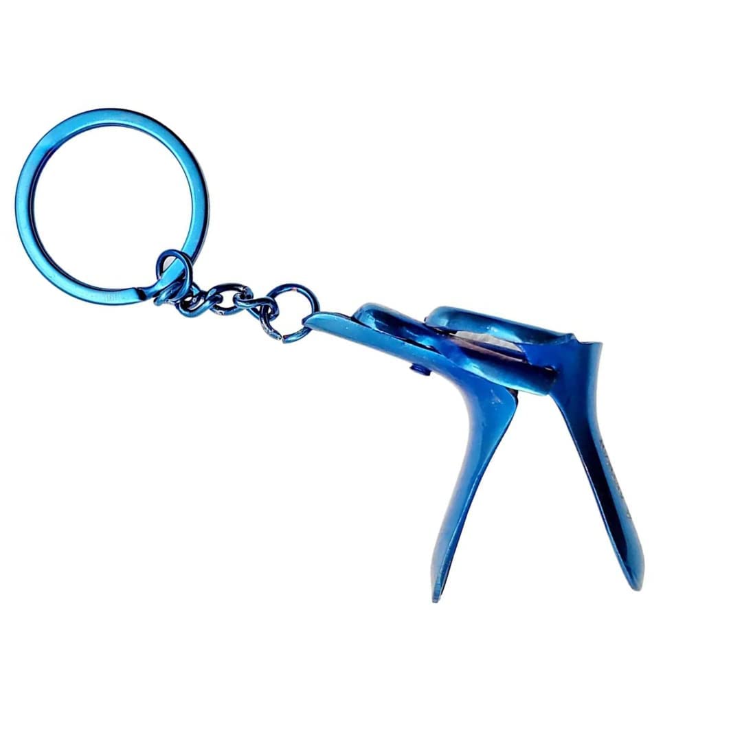 Gyne Speculum Keychain Stainless Steel Gift for Doctor & Midwife OBGYN by Artman Instruments (Blue)