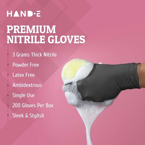 Hand-E Touch Grey Disposable Nitrile Gloves Medium 50 Count, Powder and Latex Free Medical Gloves, Exam Surgical Gloves, Food Safe Cooking Gloves - Textured Fingertips