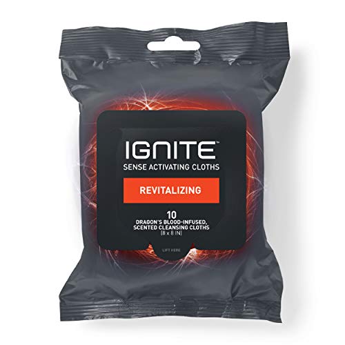 Medline Ignite Mens Body Wet Wipes, Extra Thick 8" x 8" Shower Wipes, Revitalizing Scent, 10 Count