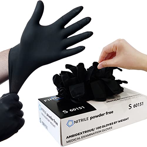 FINITEX - Black Nitrile Disposable Gloves, Exam Gloves, Powder-free, Latex-free, 3mil, 1000PCS (X-Large)