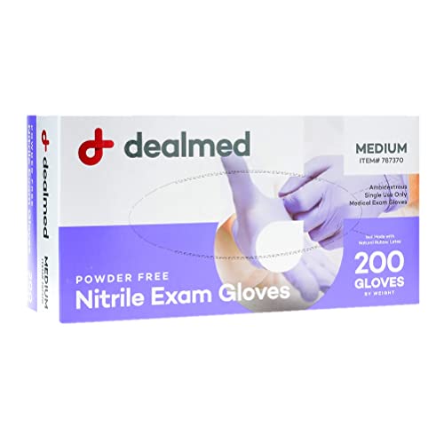 Dealmed Nitrile Medical Grade Exam Gloves, Disposable, Latex-Free, Medium (200 ct.)