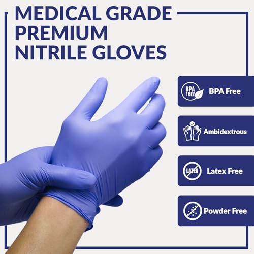 Klex Nitrile Exam Gloves - Medical Grade, Powder Free, Rubber Latex Free, Disposable Examination Grade Glove, Strong 3.5mil, Food Safe, Lavender M Medium, 10 Box of 100, 1000 Count