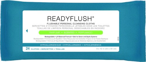 3 Pack Medline ReadyFlush X-Large Premoistened Personal Hygiene Flushable Wipes,8 x 12 in, 3 Refill Packs of 24 Cloths Each