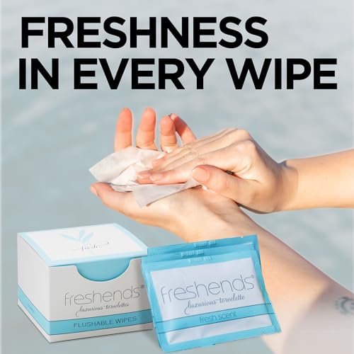 Freshends Luxurious Towelette Bundle for Hotels, Airbnbs, Clubs, Restaurants, Bars, and Weddings - Equate Fresh Scent Flushable Wet Wipes for Adults - 300-Pack, Blue