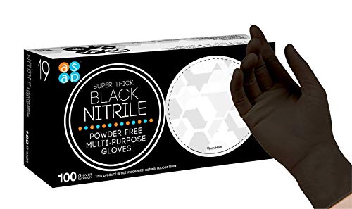 ASAP Thick Nitrile Gloves - 5.5 Mil Black Nitrile Powder Free Gloves, Black Latex Free Gloves - Disposable, Food Safe, Scratch Free, Multipurpose Gloves - Medium Black Nitrile Gloves, Box of 100