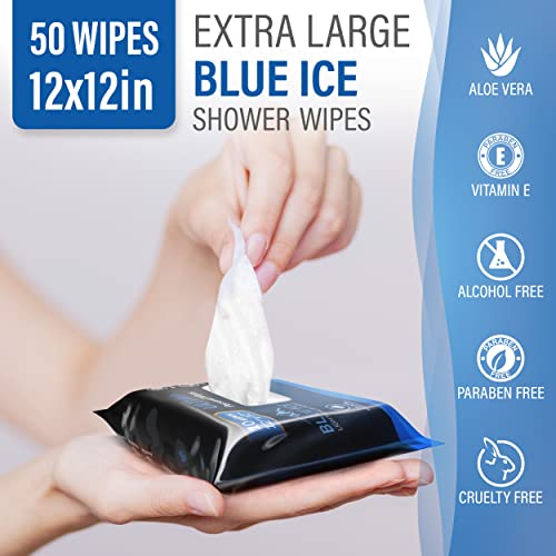 Body Wipes For Men – 50 Extra Large Body Wipes for Camping 12"x12" Body Wipes After Workout - Deodorizing Mens Shower Wipes In Travel - Extra Thick Face Wipes - Shower Wipes For Men Adult Bathing