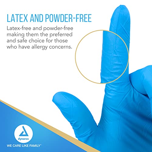 Dynarex Safe-Touch Disposable Nitrile Exam Gloves, Powder-Free, Latex-Free, Touchscreen Friendly & Used by Professionals, Blue, Large, 1 Box of 100 Safe-Touch Disposable Nitrile Exam Gloves