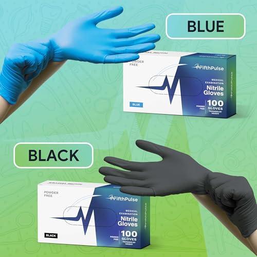 Medical Exam Black Nitrile Gloves Large 1000 Count - 3 Mil Powder and Latex Free Disposable Gloves - Case of 10 Boxes of 100 Medical Gloves