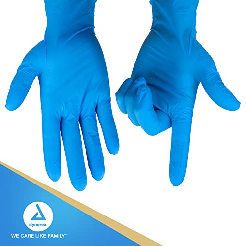 Dynarex Safe-Touch Disposable Nitrile Exam Gloves, Powder-Free, Latex-Free, Touchscreen Friendly & Used by Professionals, Blue, Large, 1 Box of 100 Safe-Touch Disposable Nitrile Exam Gloves