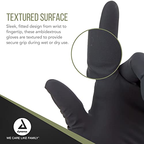 Dynarex Black Arrow Disposable Latex Exam Gloves, Powder-Free, For Healthcare, Law Enforcement, Tattoo, Salon or Spa, Black (1000, Medium)