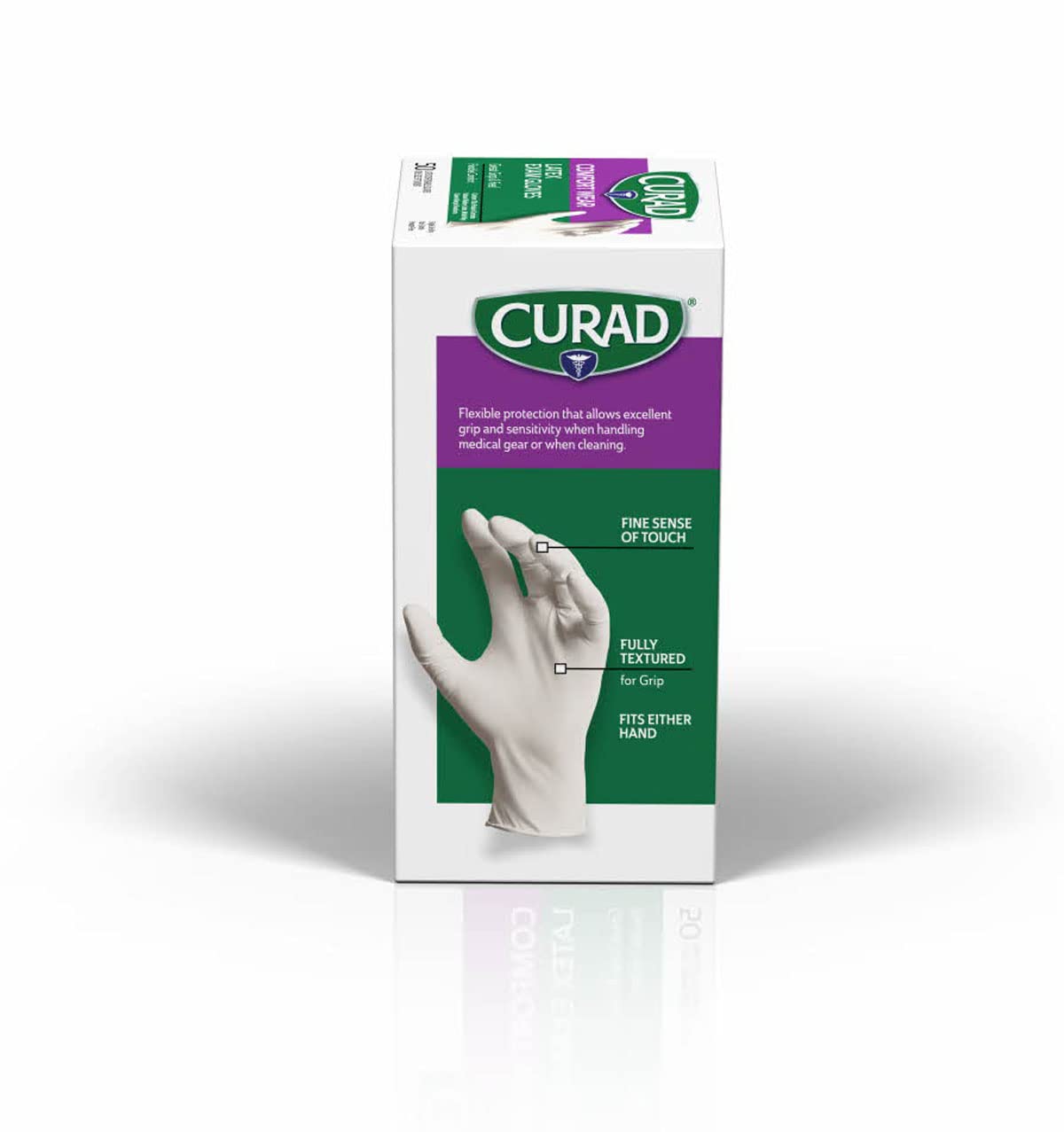 Curad Comfort Wear Latex Exam Gloves, Powder-Free, One Size Fits Most, 50 Count,White