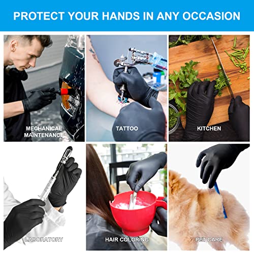 FINITEX - Black Nitrile Disposable Gloves, Exam Gloves, Powder-free, Latex-free, 3mil, 1000PCS (X-Large)