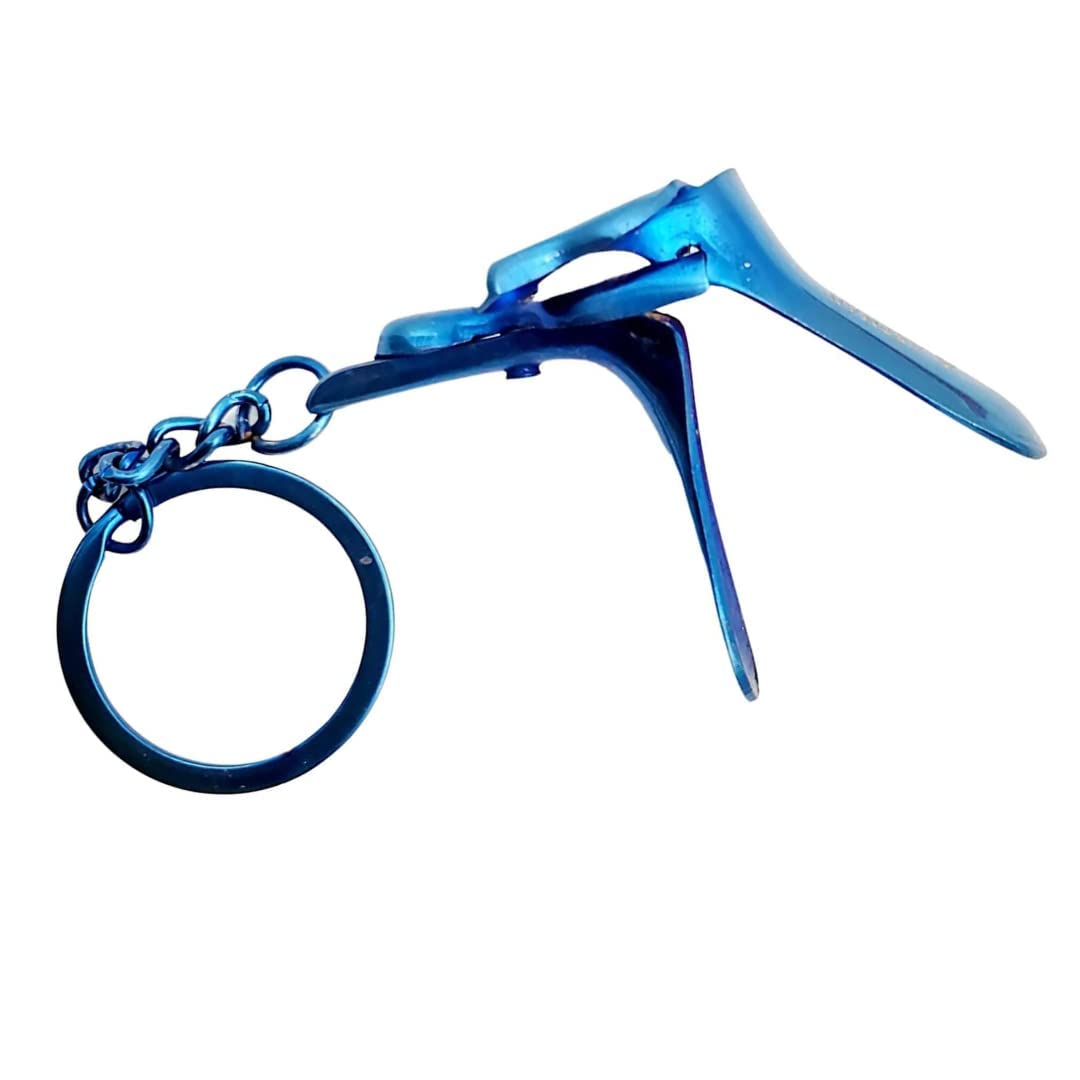 Gyne Speculum Keychain Stainless Steel Gift for Doctor & Midwife OBGYN by Artman Instruments (Blue)