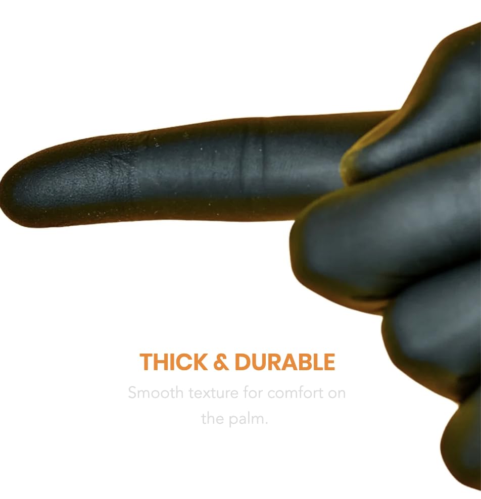 HydroGlove | 5 MIL Black NITRILE Gloves | Case of 1000 | Thick & Durable,Powder Free, Latex-Free (SMALL)