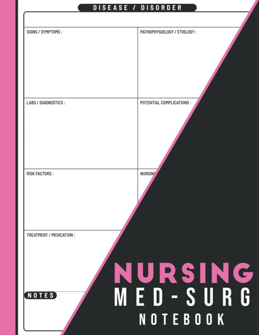 Nursing Med-Surg Notebook: Blank Template For Medical Surgical Nursing 8,5" x 11"