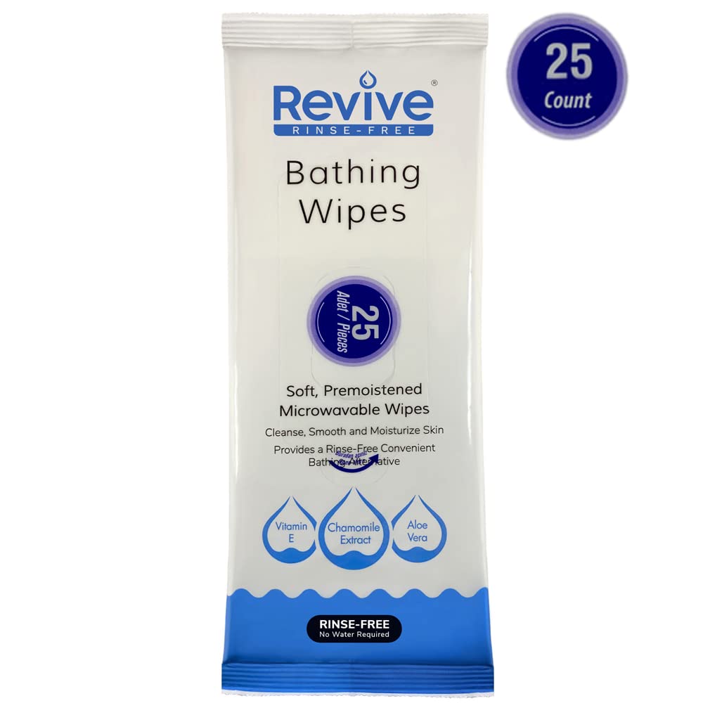 New Road Health Supply - No Rinse Bathing Adult Wipes, Disposable Shower Wipes, Microwavable Adult Wipes for Elderly and Bedridden, pH Balanced and Hypoallergenic, Travel and Camping Essentials, 25 Ct