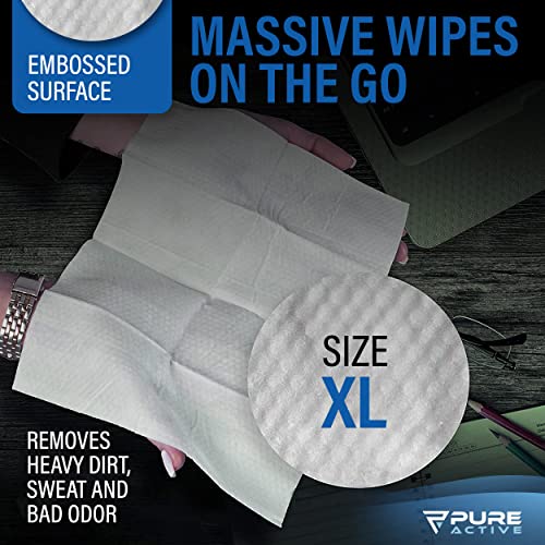 Body Wipes For Men – 50 Extra Large Body Wipes for Camping 12"x12" Body Wipes After Workout - Deodorizing Mens Shower Wipes In Travel - Extra Thick Face Wipes - Shower Wipes For Men Adult Bathing