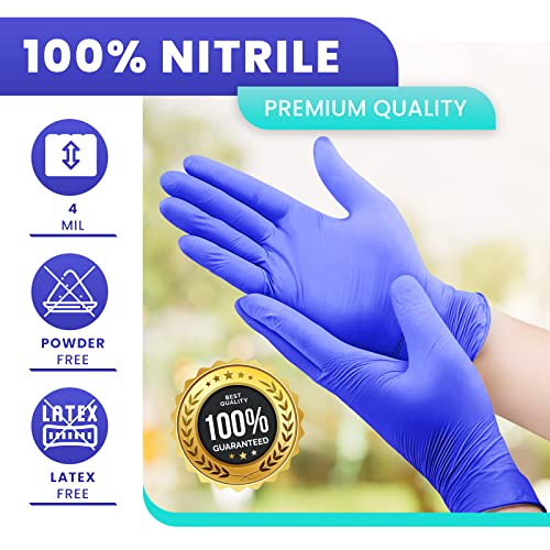 OWELL Medical Examination Nitrile Gloves, Powder & Latex-Free Disposable Gloves, 4Mil Thick Blue Medical Glove, Professional & Resistant Med Gloves, X-Small Size Exam Gloves, 100 Count