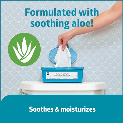 Medline ReadyFlush Large Adult-Sized 8x12 Personal Cleansing Cloths - Tub of 60 Flushable Wipes