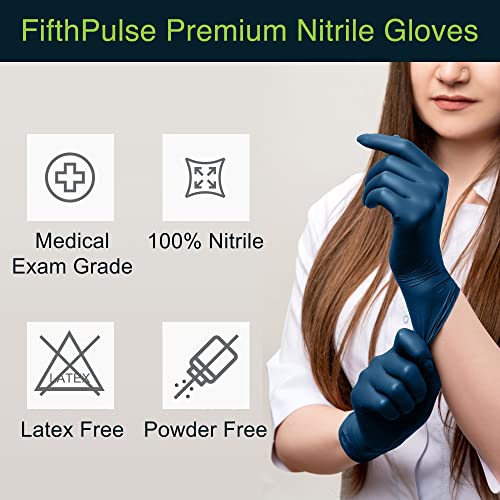 Gloves Disposable Latex Free Navy Nitrile Gloves Large, 50 Count - Powder Free Rubber Gloves - Medical Exam Surgical Gloves - Food Safe Cooking Gloves, 3 Mil Thick