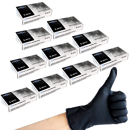 FINITEX - Black Nitrile Disposable Gloves, Exam Gloves, Powder-free, Latex-free, 3mil, 1000PCS (X-Large)