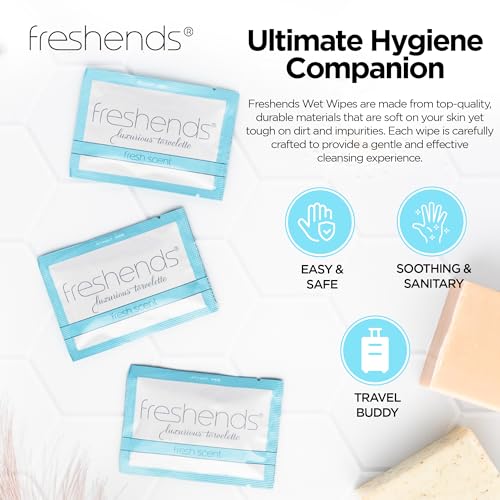 Freshends Luxurious Towelette Bundle for Hotels, Airbnbs, Clubs, Restaurants, Bars, and Weddings - Equate Fresh Scent Flushable Wet Wipes for Adults - 300-Pack, Blue