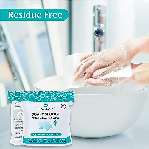 HYGIENJOY-Rinse Free Bath Sponges,-Gets Thicker Later,No Residue Shower Wipes for Adults,For the Elderly,For the Injured,For the Bedridden,Also For Campers,Sponges Bath Wipes(1 Pack)