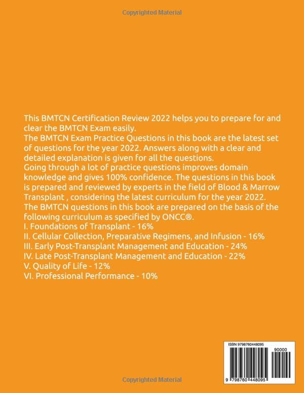 BMTCN Certification Review: BMTCN Practice Questions book with answers and detailed rationale for ONCC Blood Marrow Transplant Certified Nurse Test