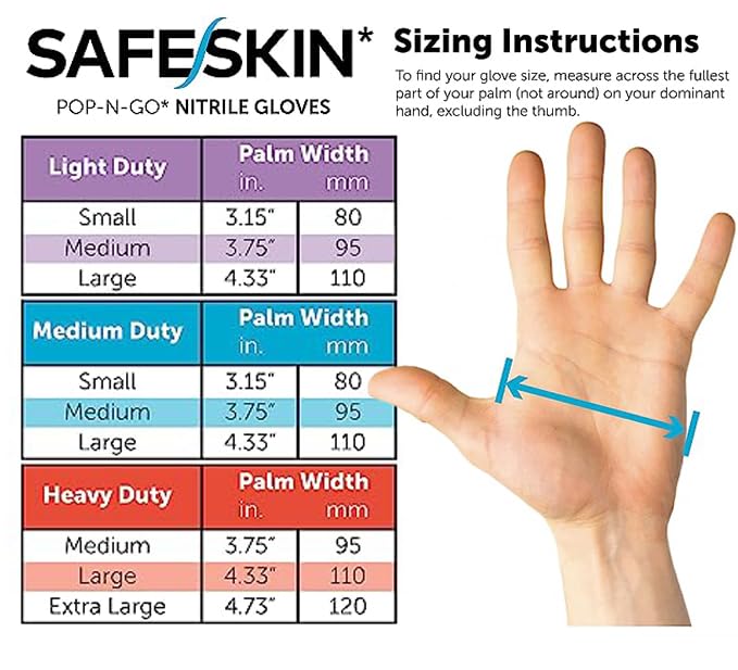 SAFESKIN Nitrile Disposable Gloves, 50-Count Pack, Light Duty, Medium Size, Powder Free - For Food Handling, First Aid, Hair Coloring, Baby and Pet Care - Premium Medical Exam Gloves